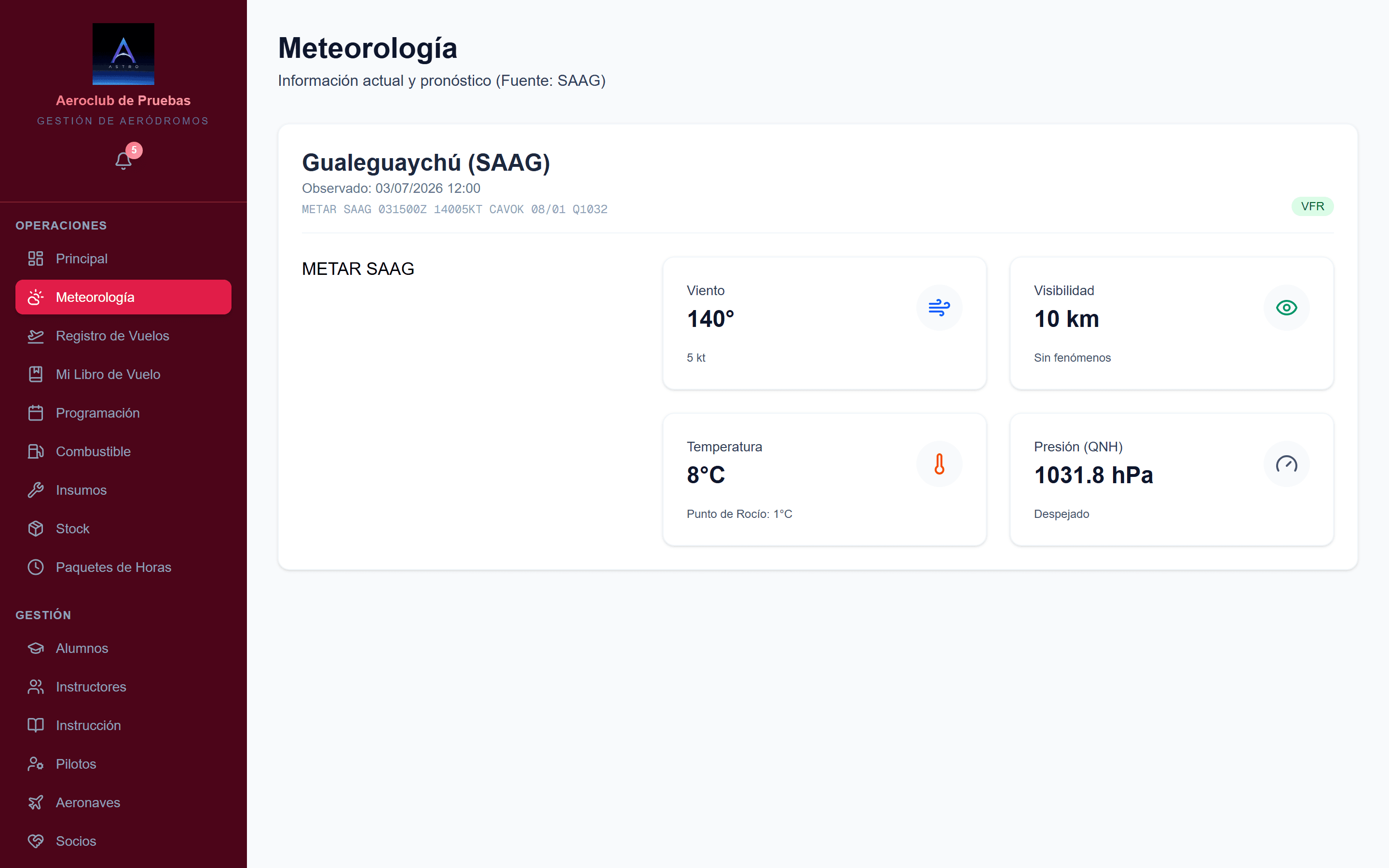 Astro Aero — Meteorología